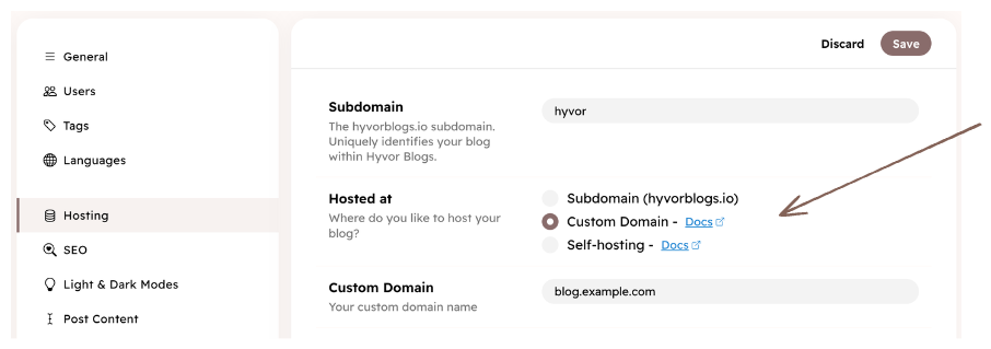 Custom Domain Settings