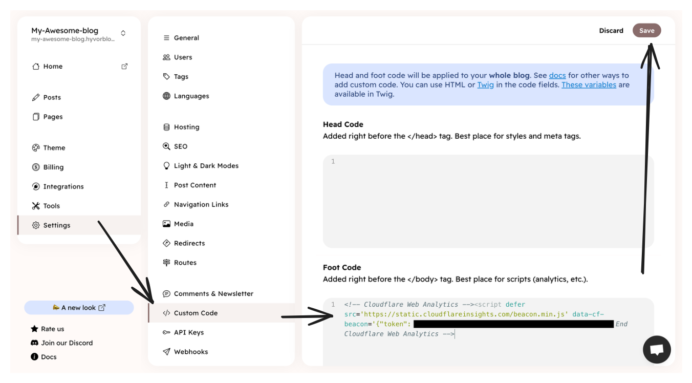 Paste JS code