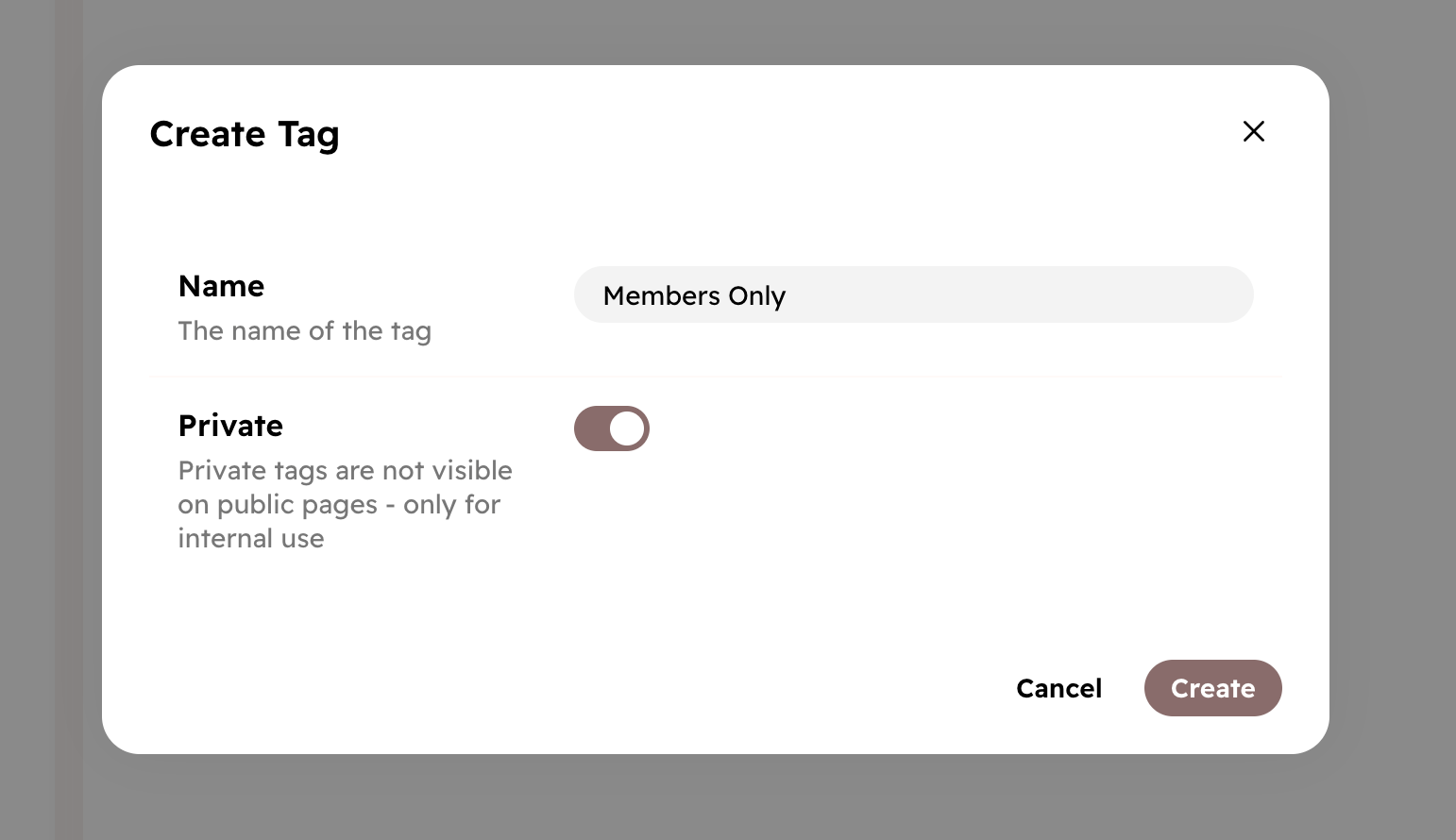 Private tags